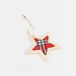 Adorno colgante de madera Estrella roja