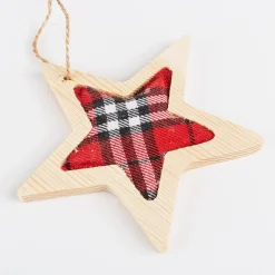 Adorno colgante de madera Estrella roja