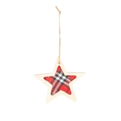 Adorno colgante de madera Estrella roja