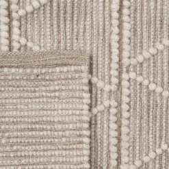 Alfombra crema de lana y algodón con relieve Boho 160x230cm