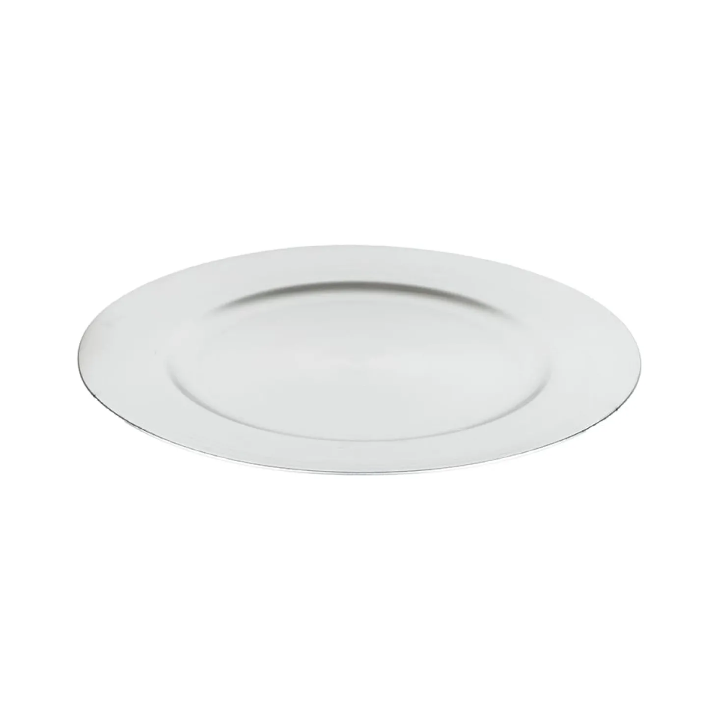 Bajo plato de plástico plateado Ø33cm