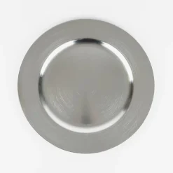 Bajo plato de plástico plateado Ø33cm