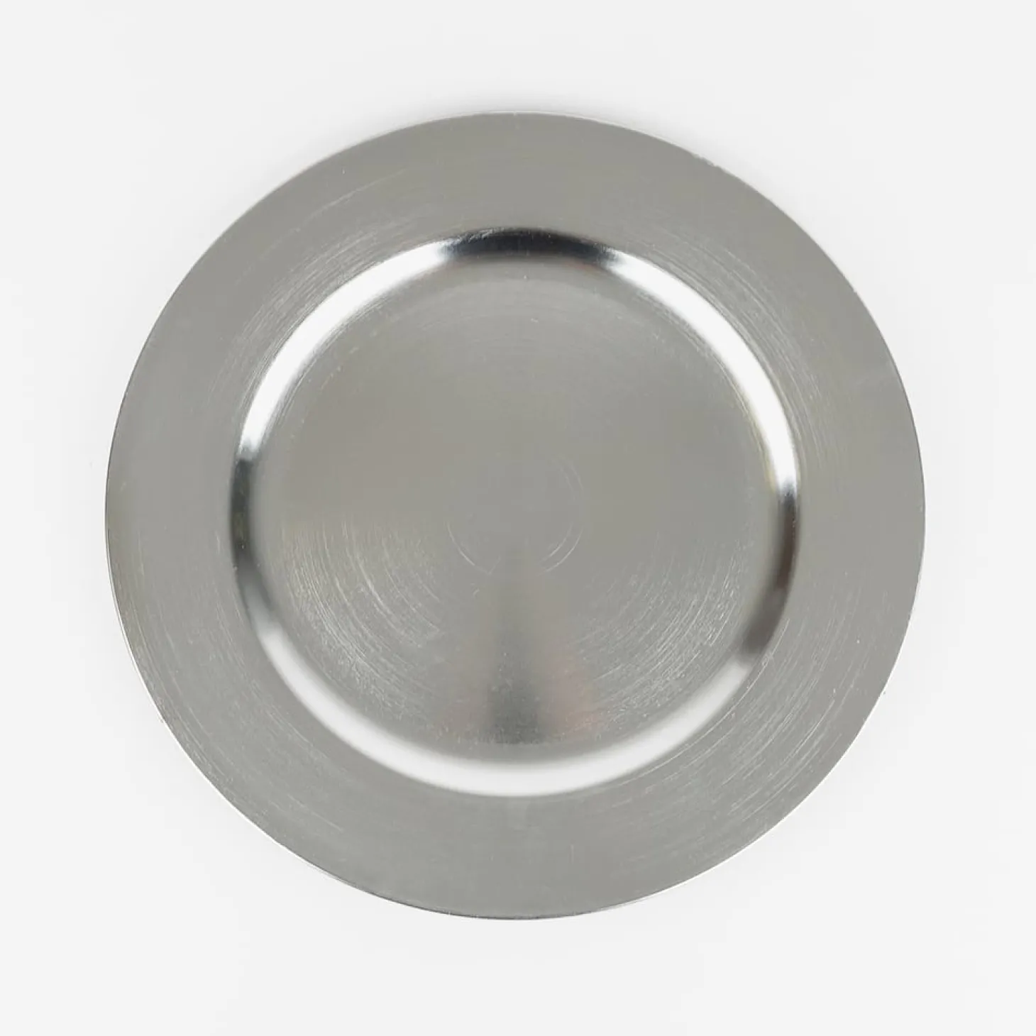 Bajo plato de plástico plateado Ø33cm