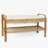 Banco zapatero blanco 90x33x50 Bambu