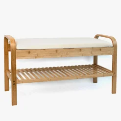 Banco zapatero blanco 90x33x50 Bambu