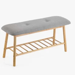 Banco zapatero gris 90x30x45 Bambu