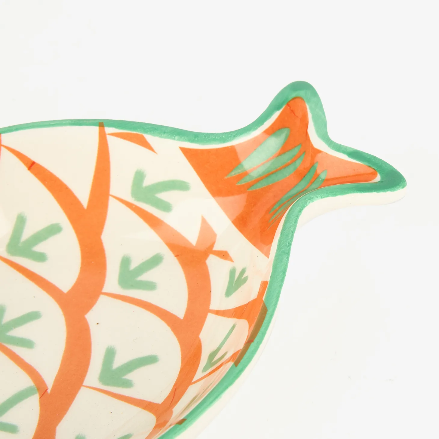 Bol de cerámica naranja Pez 14x9cm