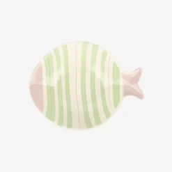 Bol de cerámica rayas verde y lila Pez 15x13cm