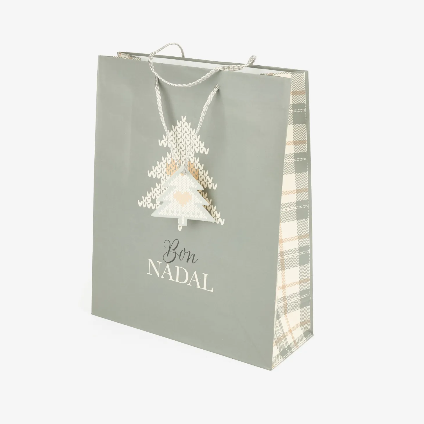Bolsa de papel para regalo gris Nordic L