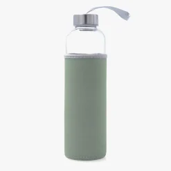 Botella de vidrio con neopreno verde claro 0,6L Tera