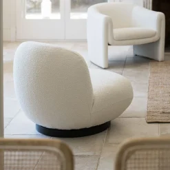 Butaca de borreguito giratoria blanca Pacha 81x95x71cm Clau&Chloe