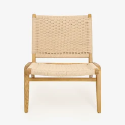 Butaca de madera de olmo y cuerda trenzada beige Alma 56x48x70cm Clau&Chloe