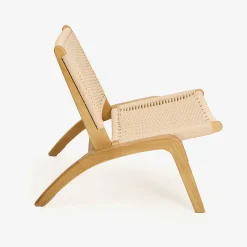 Butaca de madera de olmo y cuerda trenzada beige Alma 56x48x70cm Clau&Chloe
