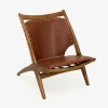 Butaca de madera olmo y cuero Brena 60x49x76cm Clau&Chloe