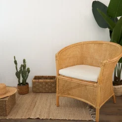 Butaca de ratán beige Milos 76x65x80cm