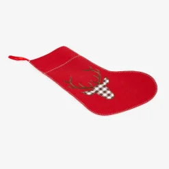 Calcetín de fieltro rojo Ciervo tartán 50cm