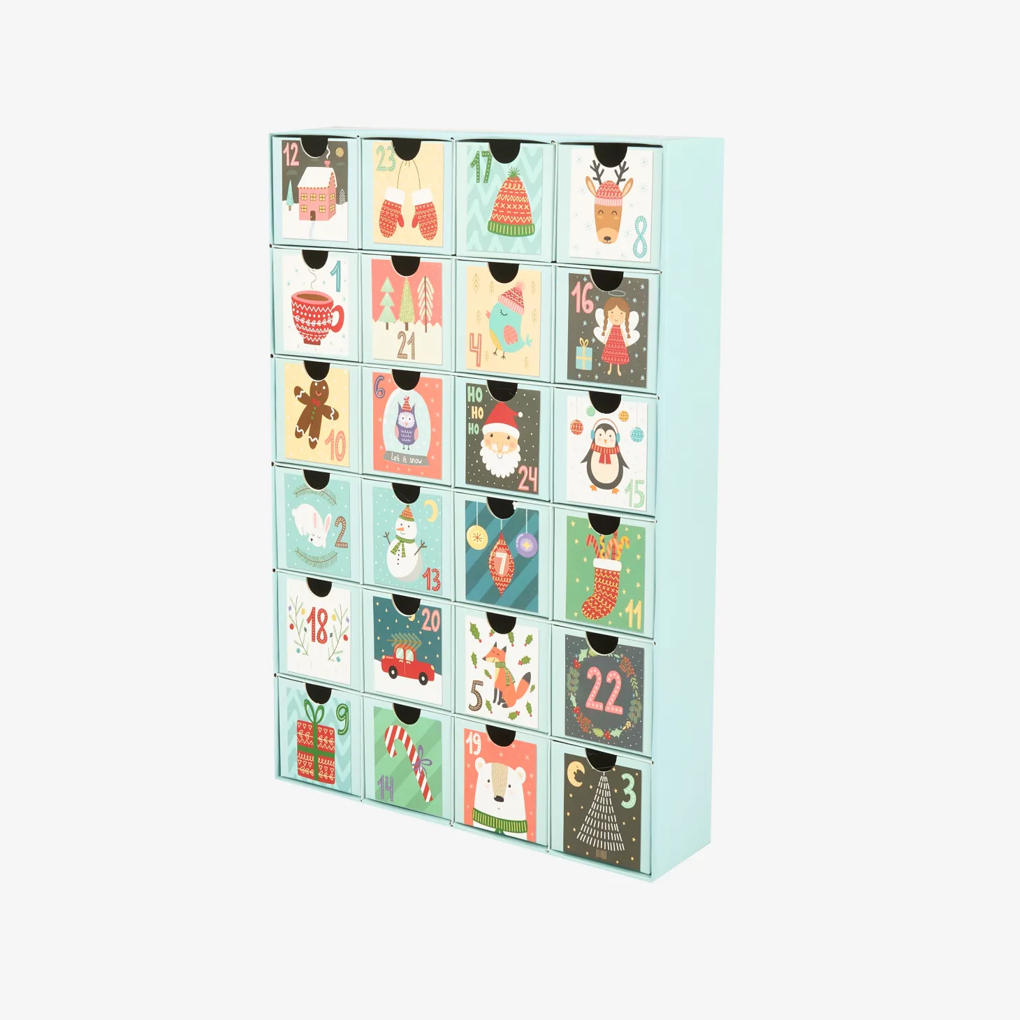 Calendario de adviento de cartón Dibujos Navideños 38cm
