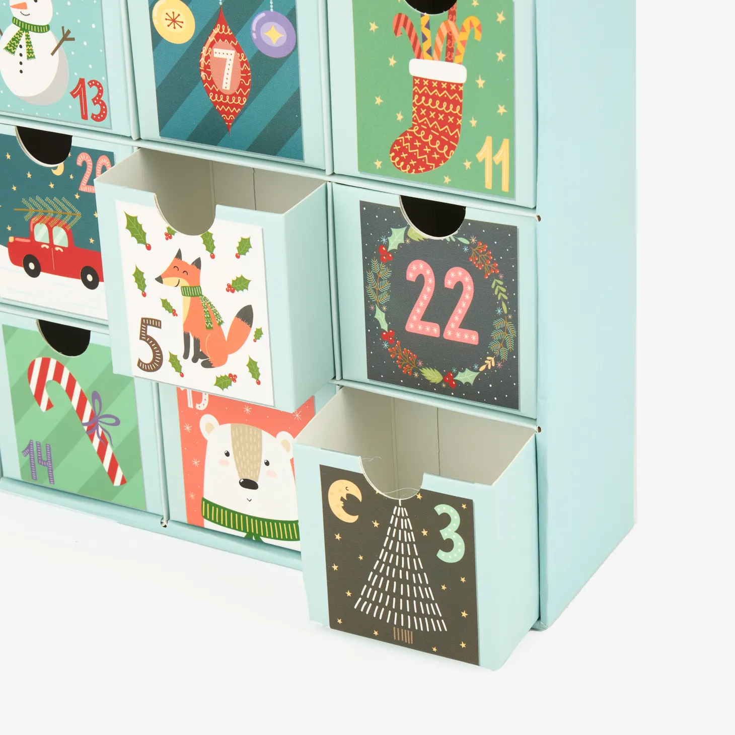 Calendario de adviento de cartón Dibujos Navideños 38cm