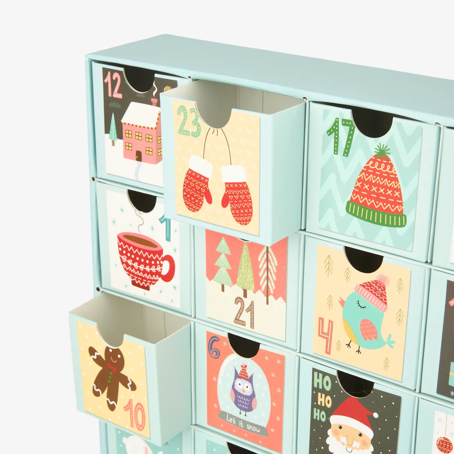 Calendario de adviento de cartón Dibujos Navideños 38cm