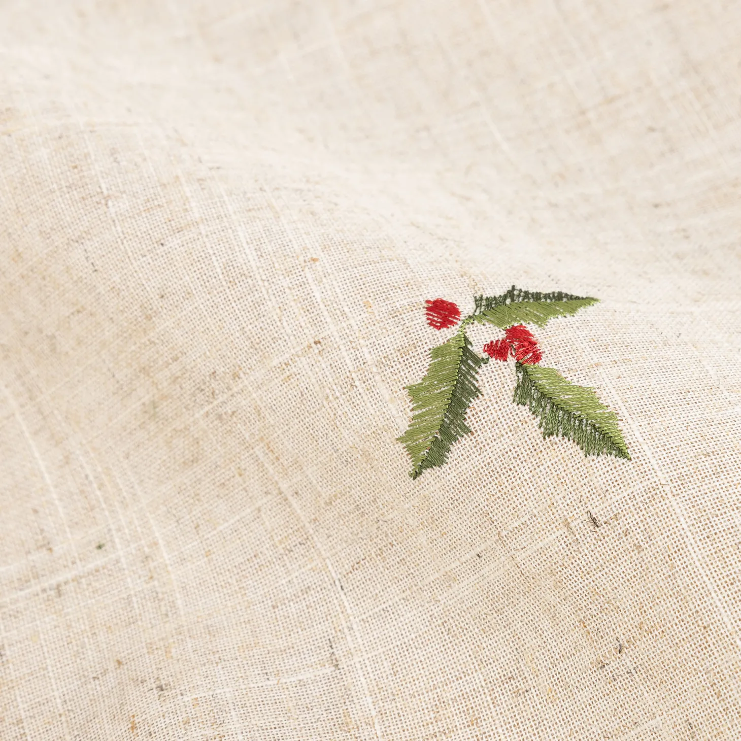 Camino de mesa de lino beige Acebo 50x150cm