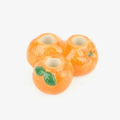 Candelabro de 3 velas de cerámica Naranjas Ø12x6cm