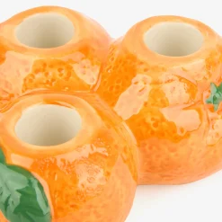 Candelabro de 3 velas de cerámica Naranjas Ø12x6cm