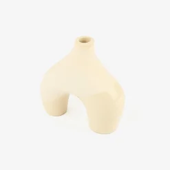 Candelabro de cerámica beige Capiro 15x15x6cm