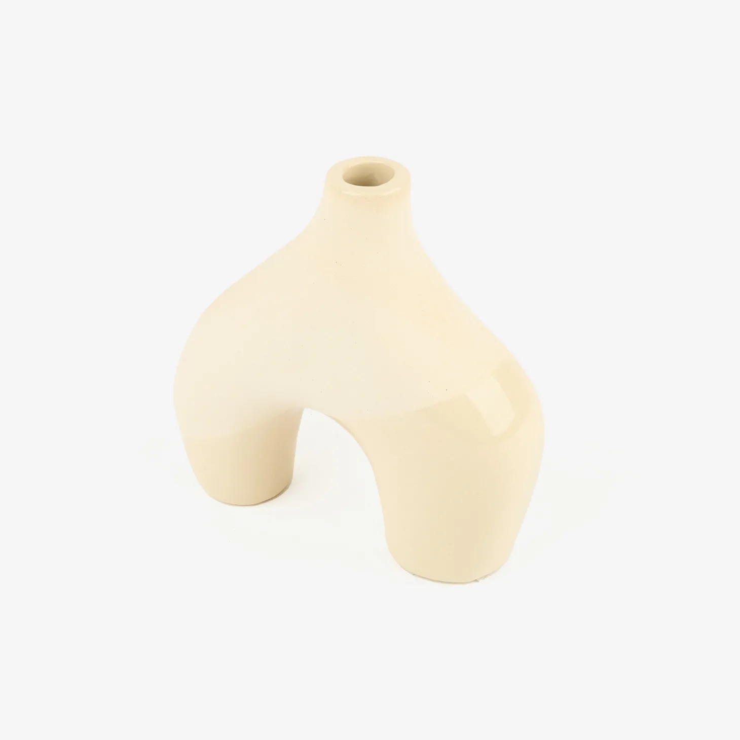 Candelabro de cerámica beige Capiro 15x15x6cm