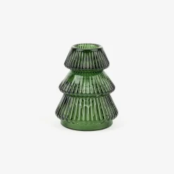 Candelabro de cristal verde Abeto Ø7x8cm
