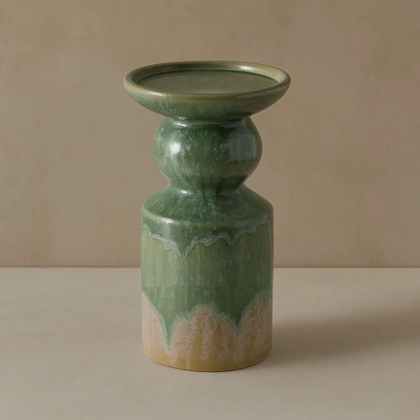 Candelabro de gres verde Narea 15cm