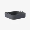 Cesta cuadrada de silicona gris para freidora de aire 22x22x9cm