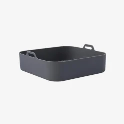 Cesta cuadrada de silicona gris para freidora de aire 22x22x9cm