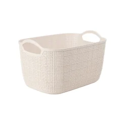 Cesta de polipropileno beige Badet 35x29x13cm