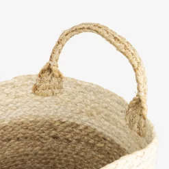 Cesta de yute blanca y natural Vide Ø25x25cm