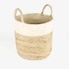 Cesta de yute blanca y natural Vide Ø35x33cm