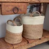 Cesta de yute blanca y natural Vide Ø30x28cm