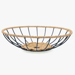 Cesta para fruta baja de acero y cuerda Ø30cm Aris