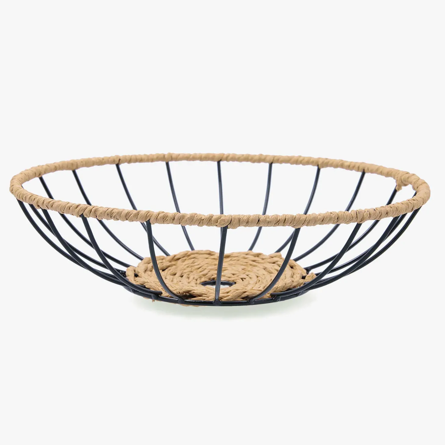 Cesta para fruta baja de acero y cuerda Ø30cm Aris