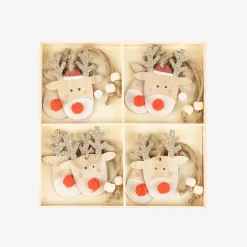 Conjunto de 8 adornos colgantes Renos 7,5cm