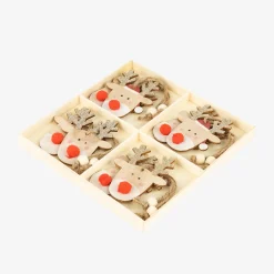 Conjunto de 8 adornos colgantes Renos 7,5cm