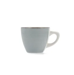 Conjunto de 2 tazas con plato azul de gres Vita 22cl