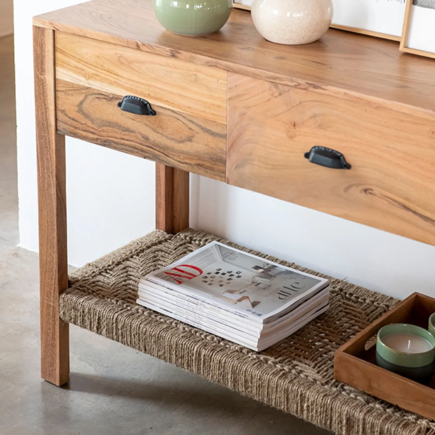 Consola de madera de acacia Bolt 170x40x75cm Clau&Chloe