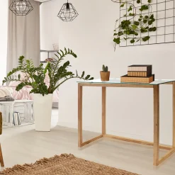 Consola de madera y cristal
