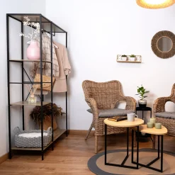 Estantería con perchero de acero y madera MDF Bruno 90x40x165cm