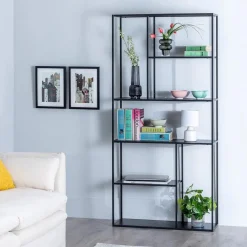 Estantería de acero negro Calista 90x30x188cm