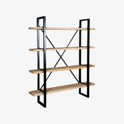 Estantería de madera de olmo reciclada con 4 estantes 150x35x180cm