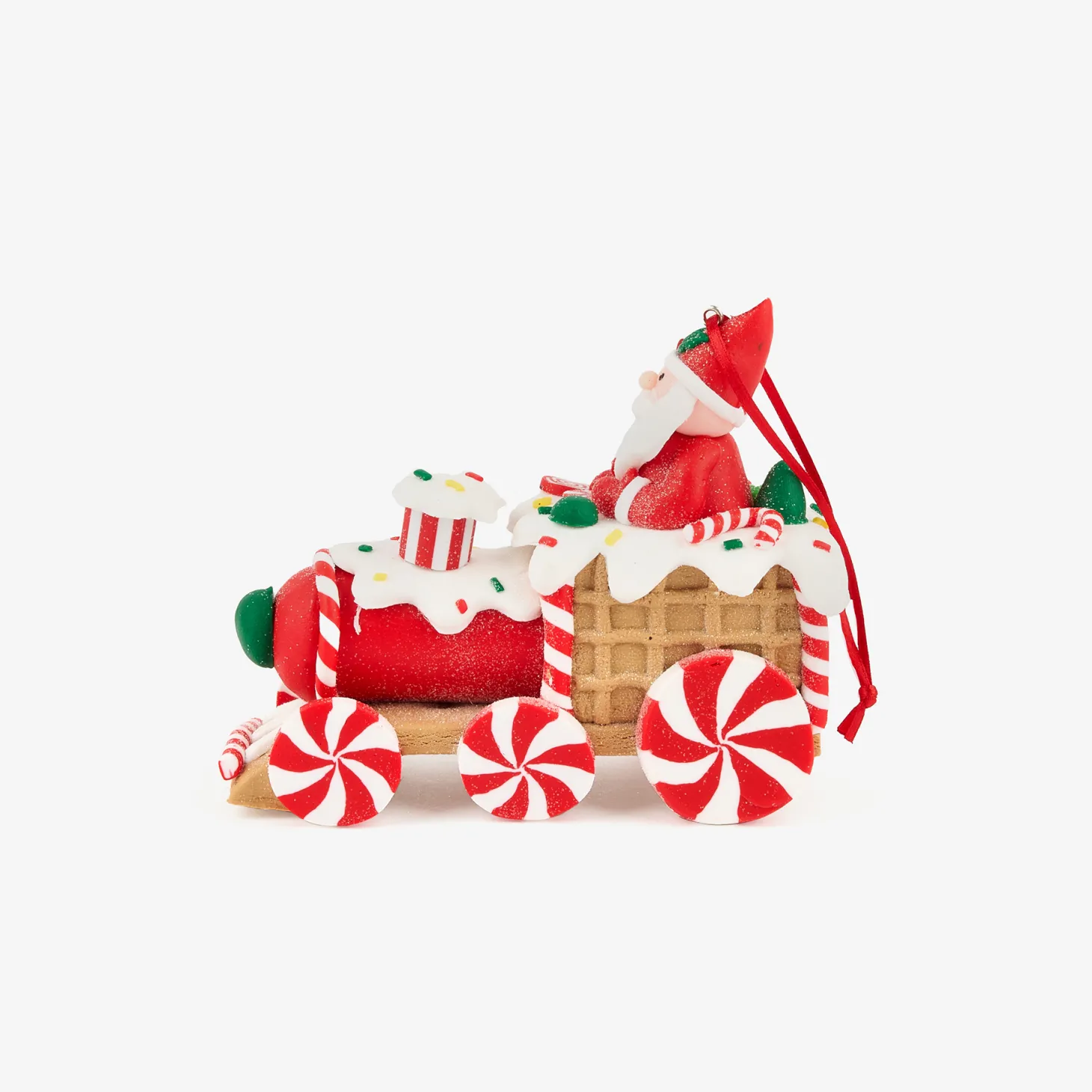 Figura decorativa de dolomita Santa Claus en tren 10,5cm