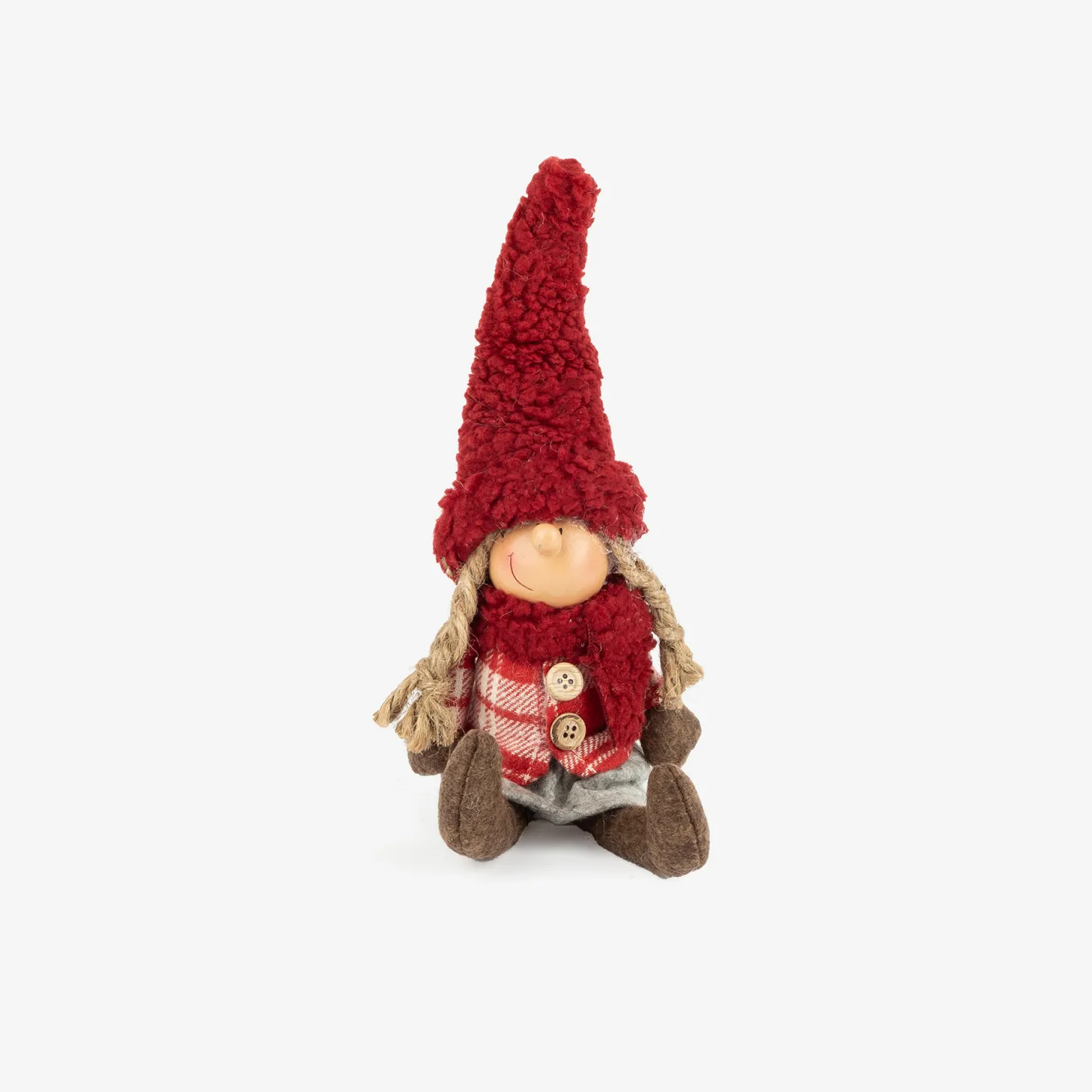 Figura decorativa Muñeca sentada con gorro 28cm