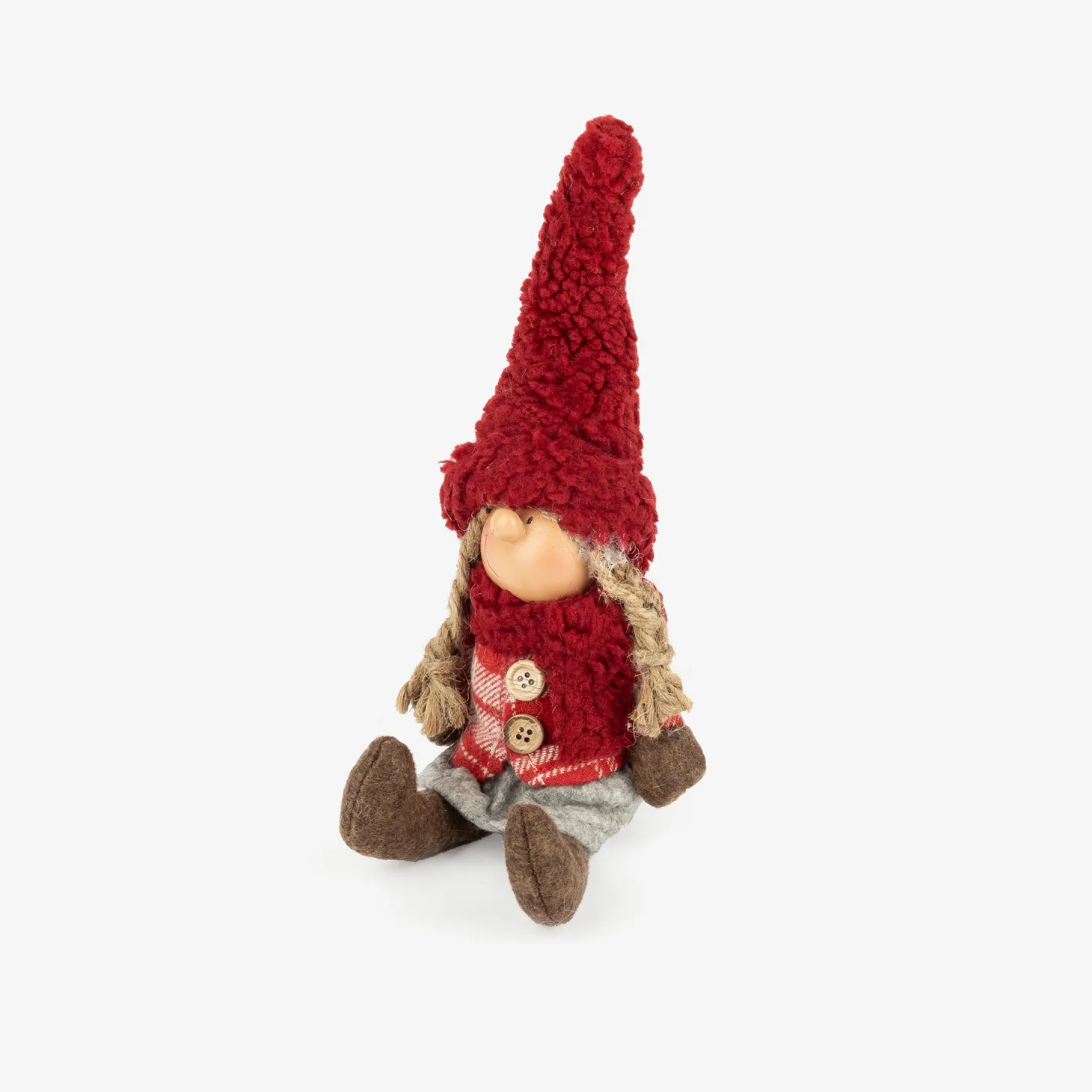 Figura decorativa Muñeca sentada con gorro 28cm