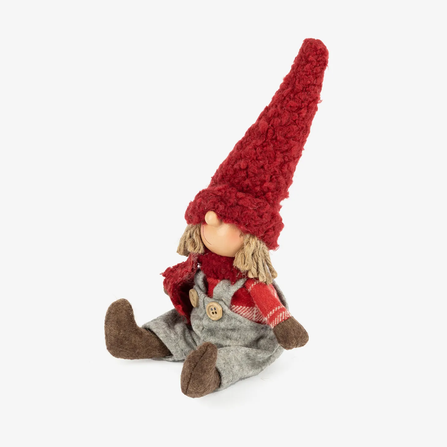 Figura decorativa Muñeco sentado con gorro 28cm